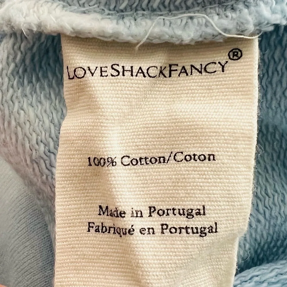 LoveShackFancy Kirby Cropped Tie Dye Hoodie Sweatshirt Pale Blue Size S - Picture 13 of 14